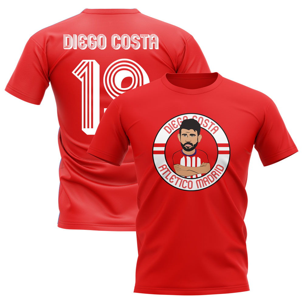 Diego Costa Atletico Madrid Illustration T-Shirt (Red)