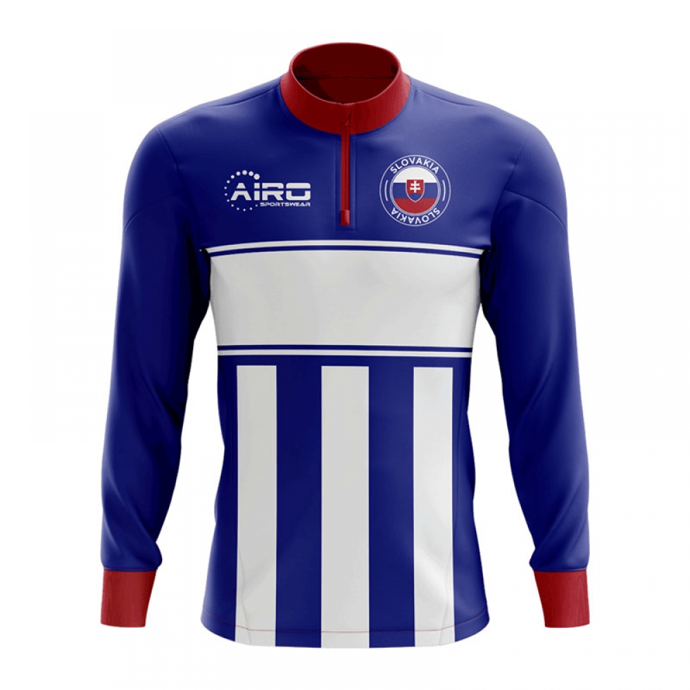 Slovakia Concept Football Half Zip Midlayer Top (Blue-White)