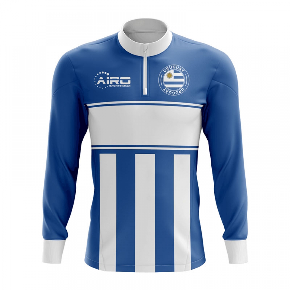 Uruguay Concept Football Half Zip Midlayer Top (Sky Blue-White)