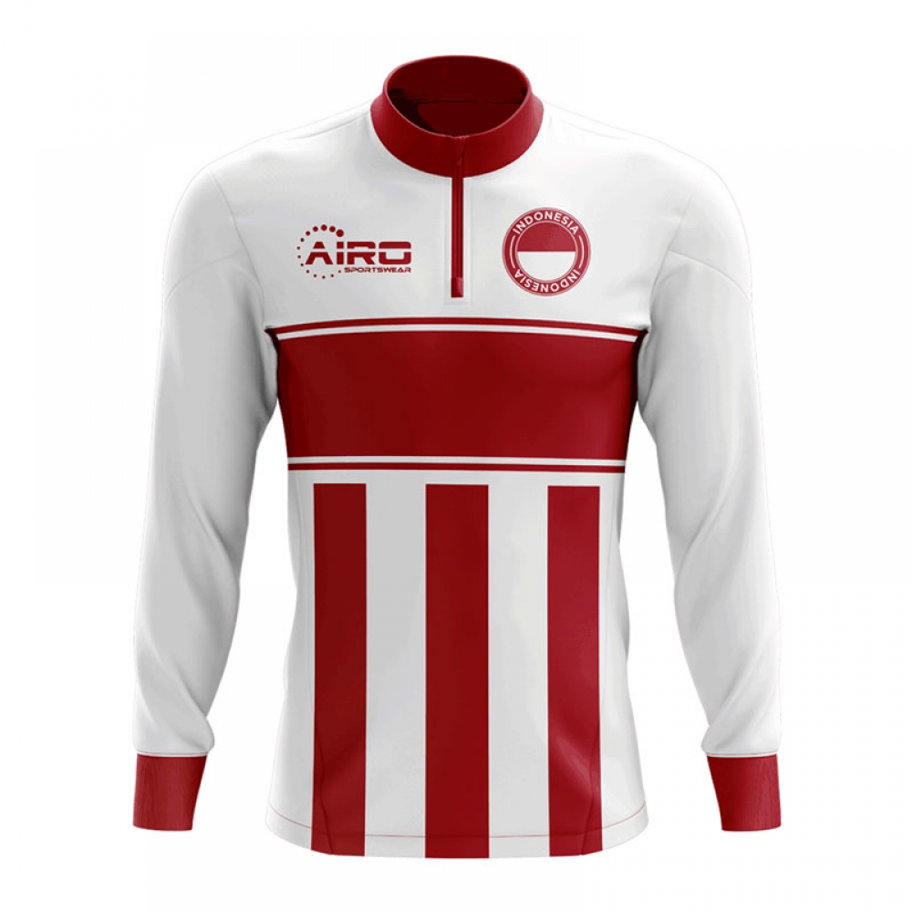 Indonesia Concept Football Half Zip Midlayer Top (White-Red)