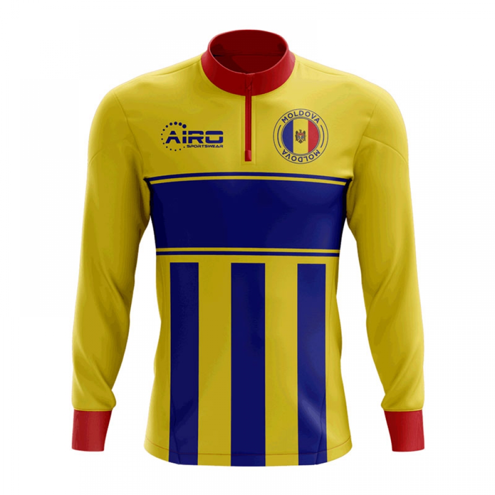 Moldova Concept Football Half Zip Midlayer Top (Yellow-Blue)