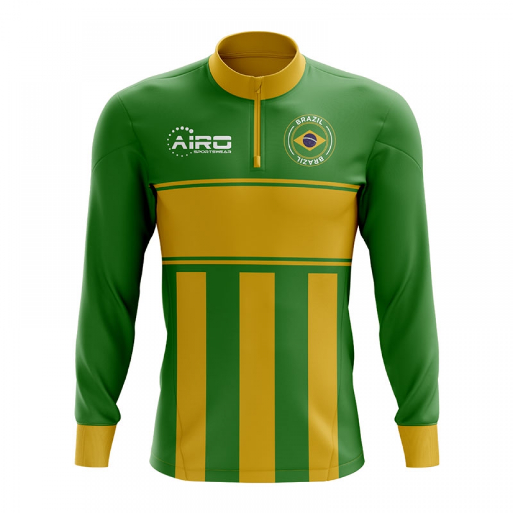 Brazil Concept Football Half Zip Midlayer Top Green Yellow Brazilmidlayer 68 Teamzo Com