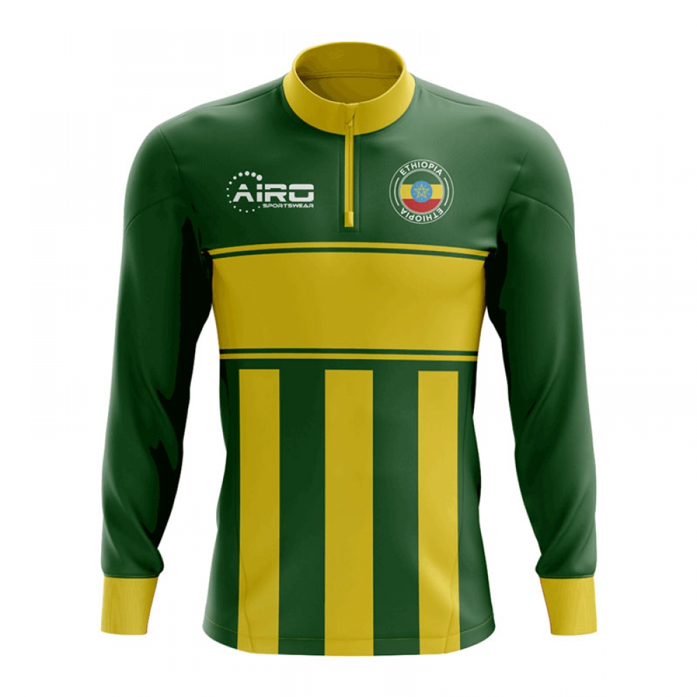 Ethiopia Concept Football Half Zip Midlayer Top (Green-Yellow)