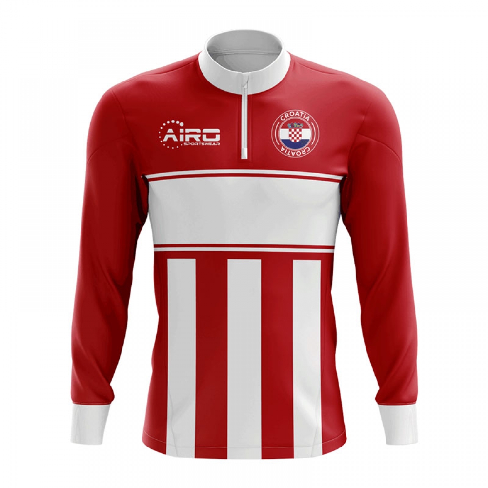 Croatia Concept Football Half Zip Midlayer Top (Red-White)