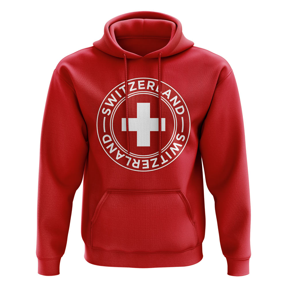 Switzerland Football Badge Hoodie (Red)