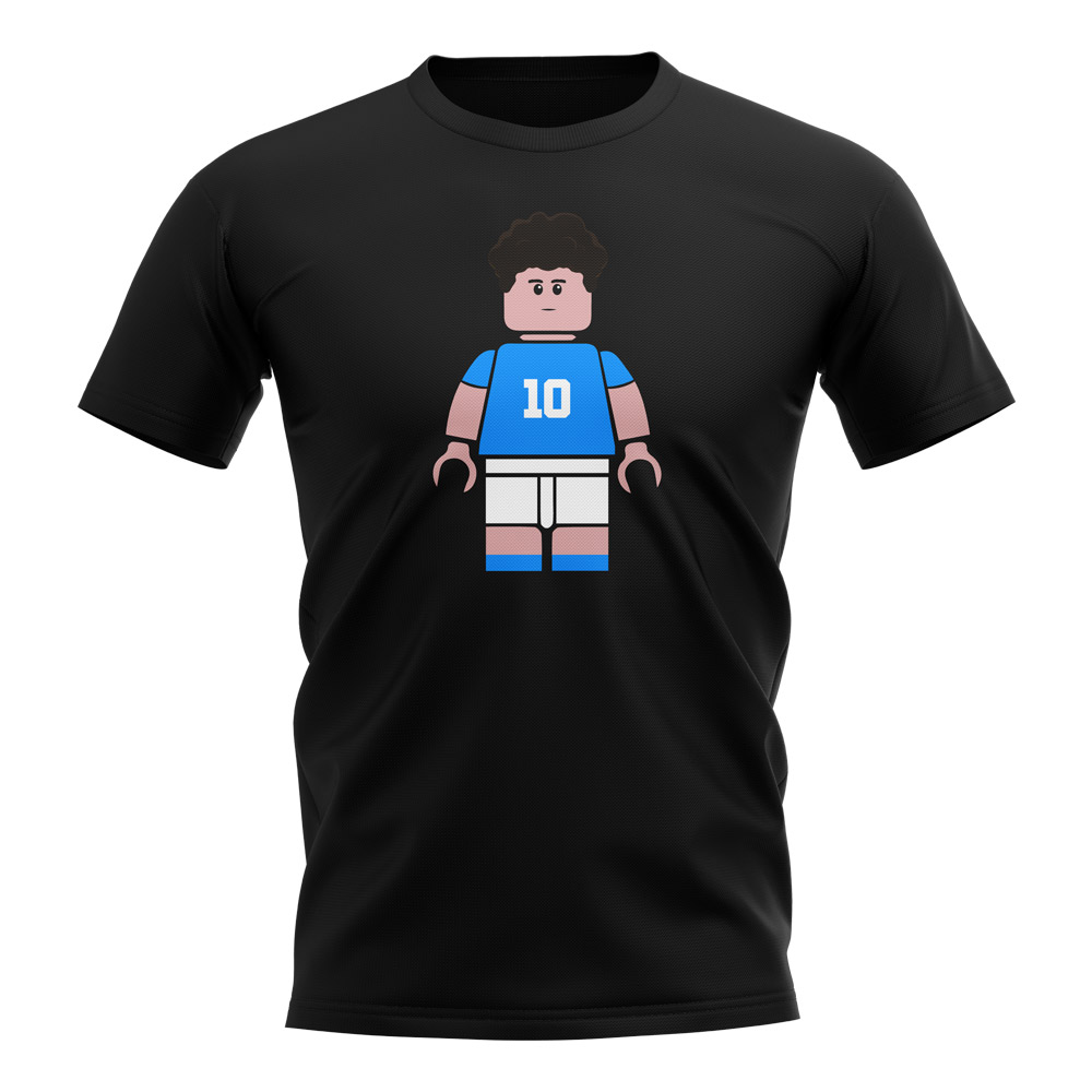 Diego Maradona Napoli Brick Footballer T-Shirt (Black)