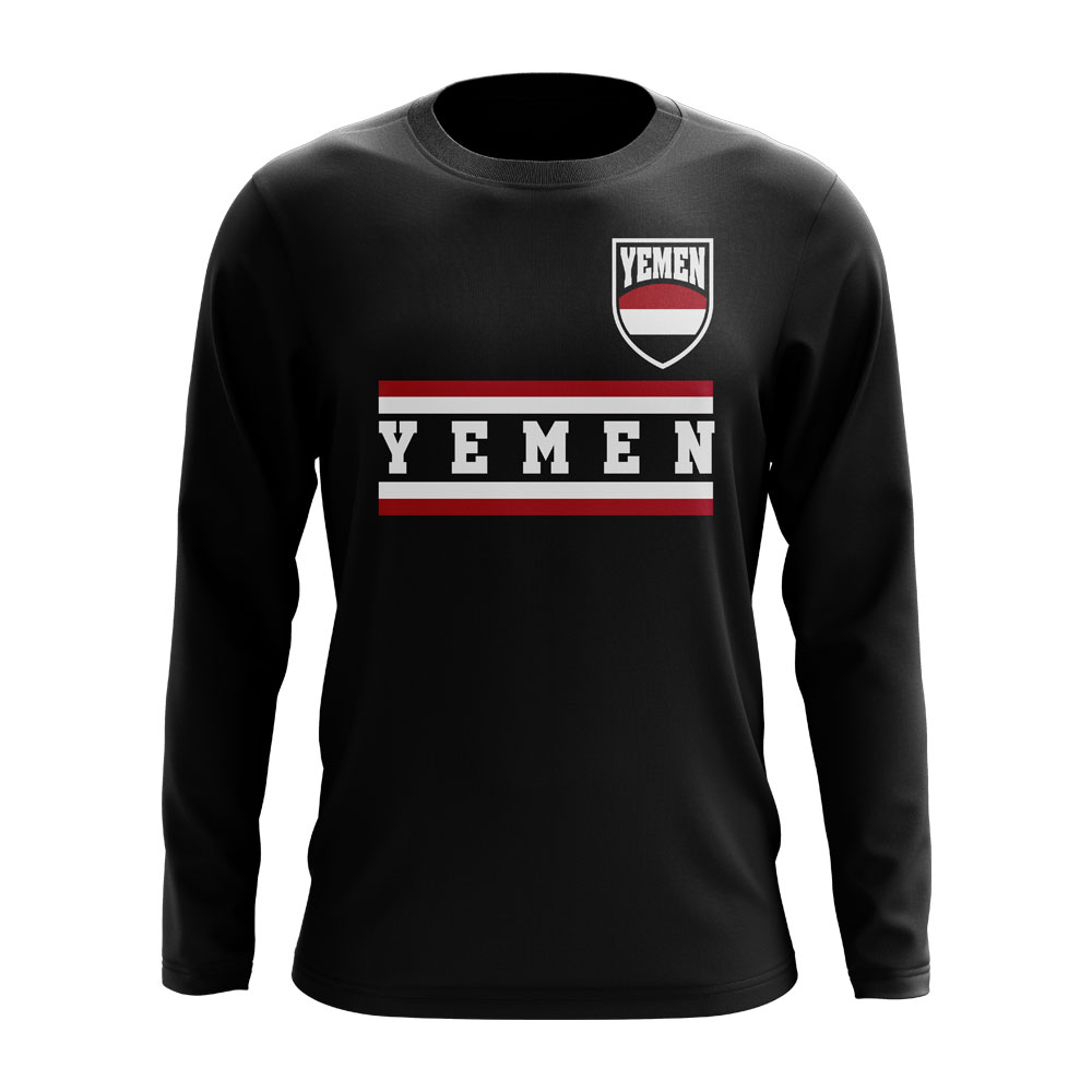 Yemen Core Football Country Long Sleeve T-Shirt (Black)