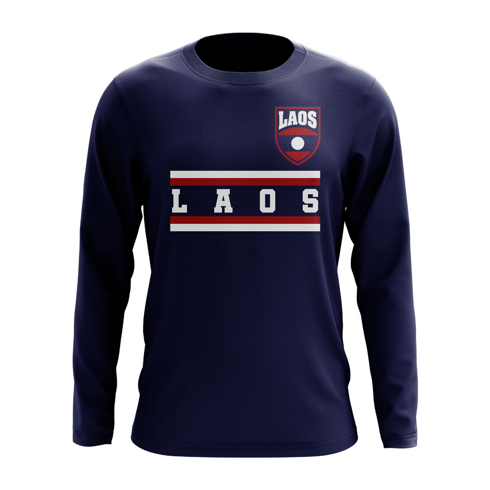 Laos Core Football Country Long Sleeve T-Shirt (Navy)