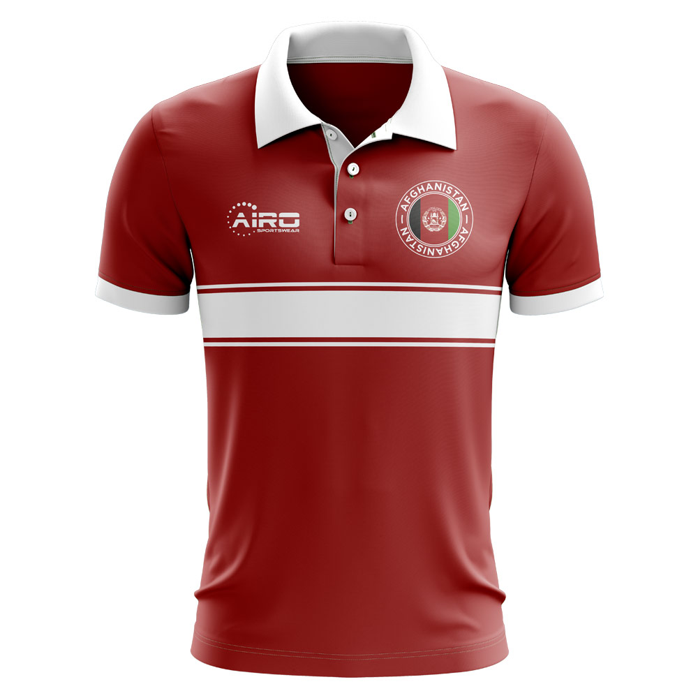 Afghanistan Concept Stripe Polo Shirt (Red) (Kids)