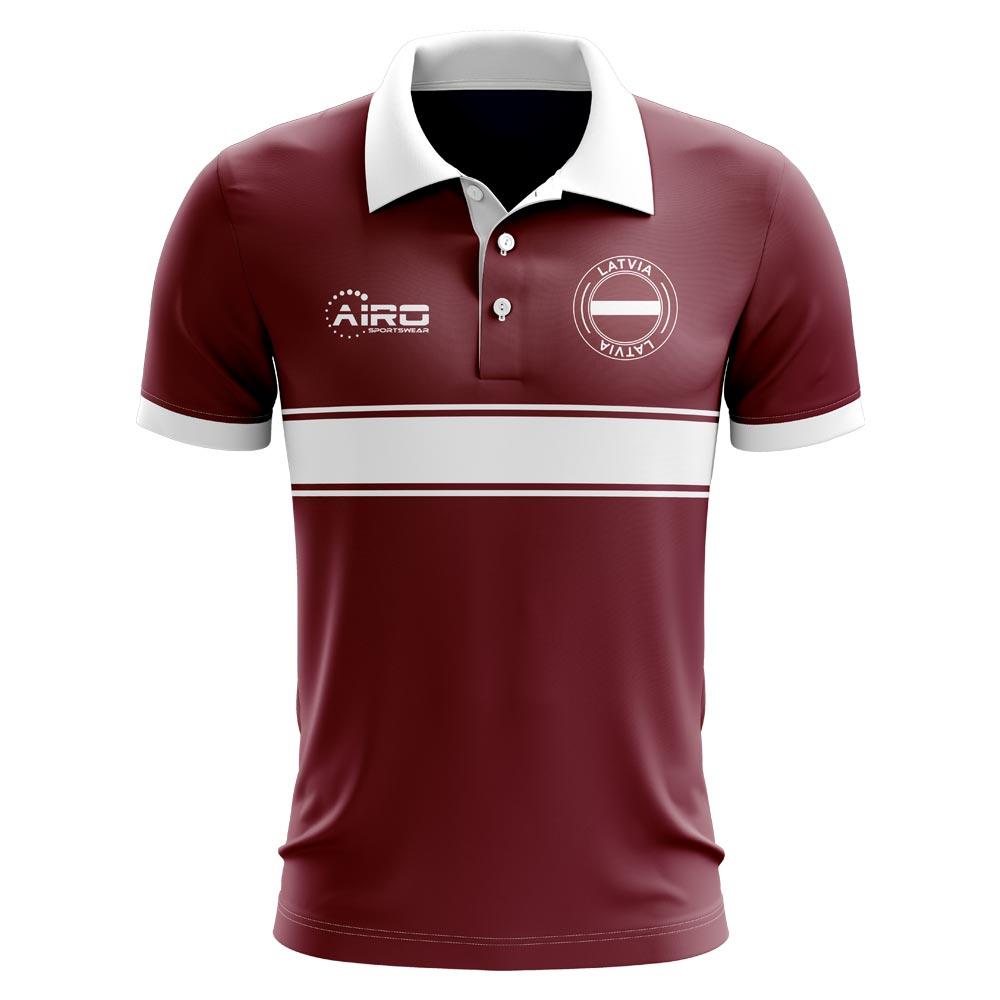 Latvia Concept Stripe Polo Shirt (Maroon) (Kids)