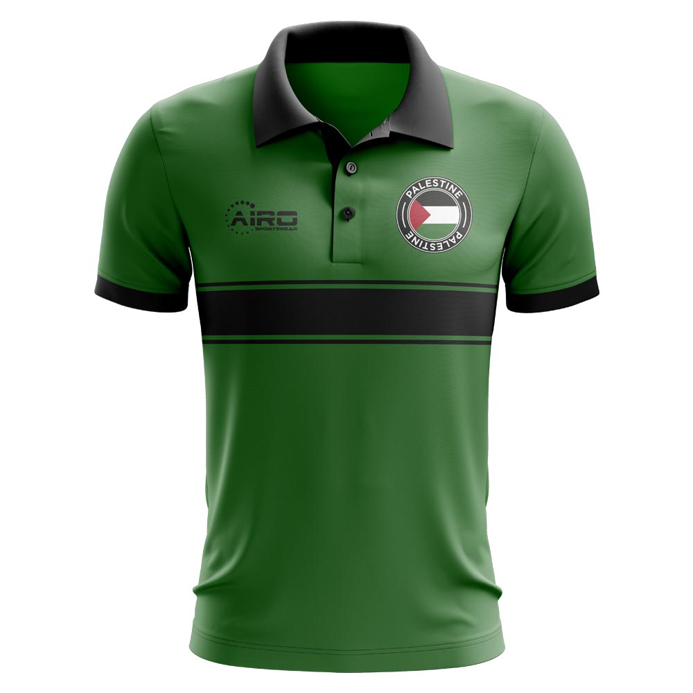 Palestine Concept Stripe Polo Shirt (Green) (Kids)