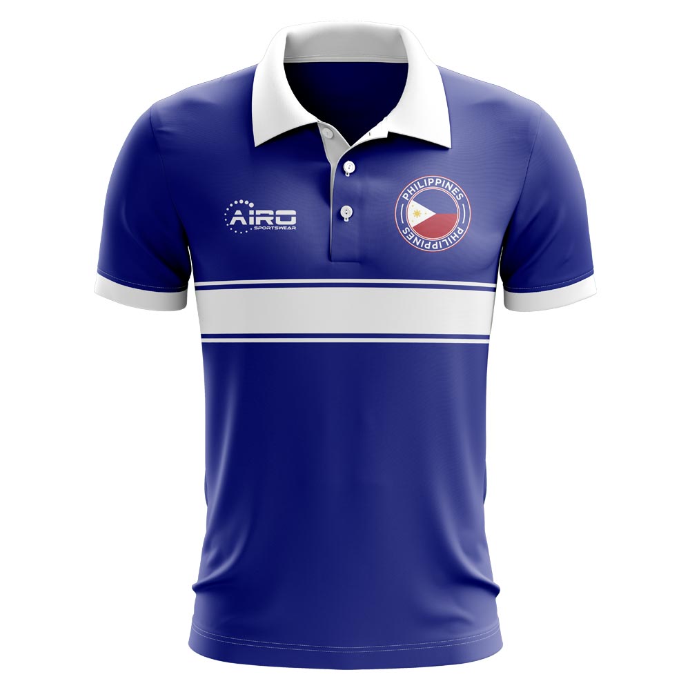 Philippines Concept Stripe Polo Shirt (Blue) (Kids)