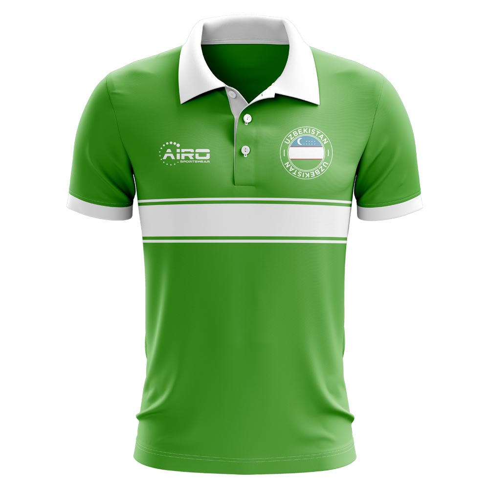 Uzbekistan Concept Stripe Polo Shirt (Green)