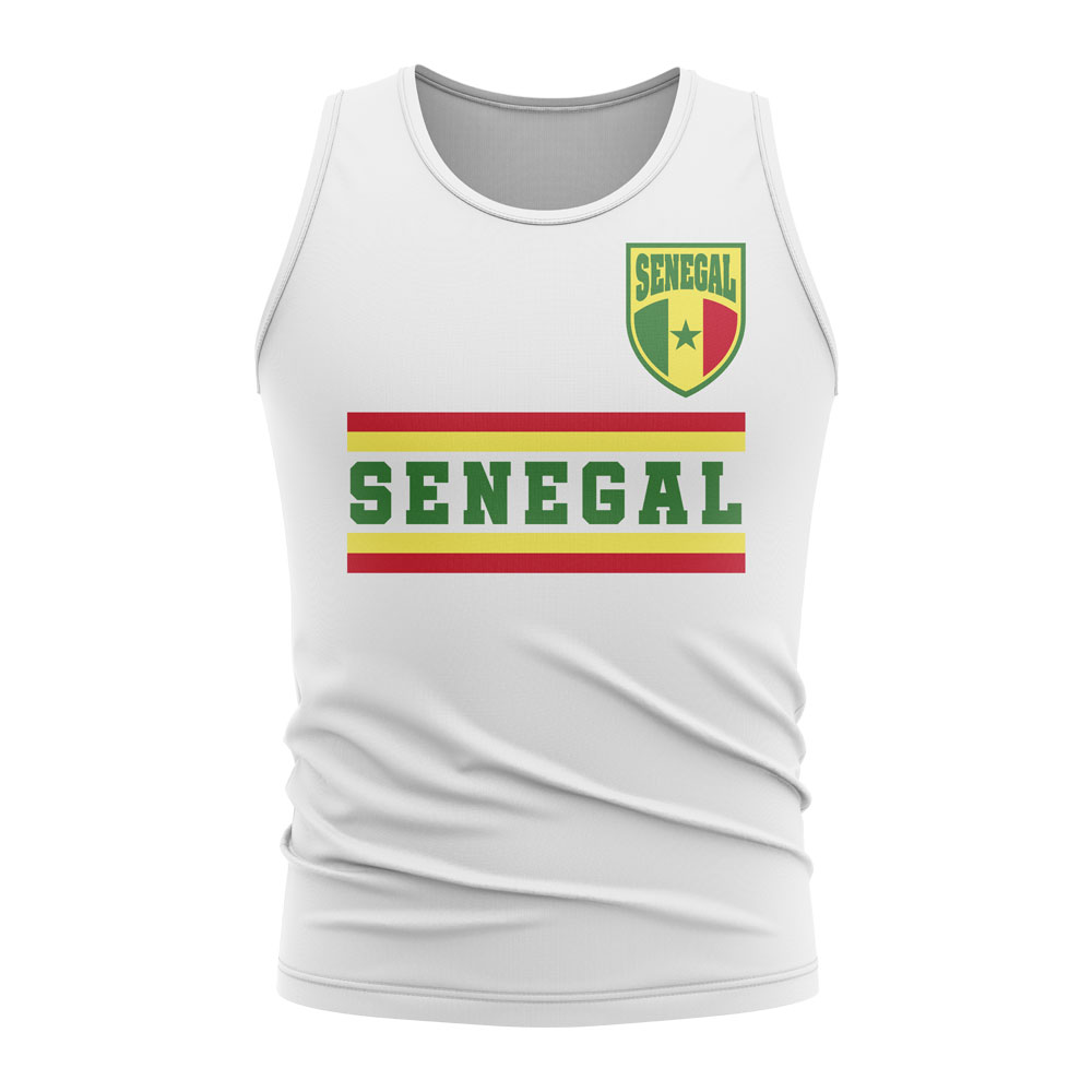 Senegal Core Football Country Sleeveless Tee (White)