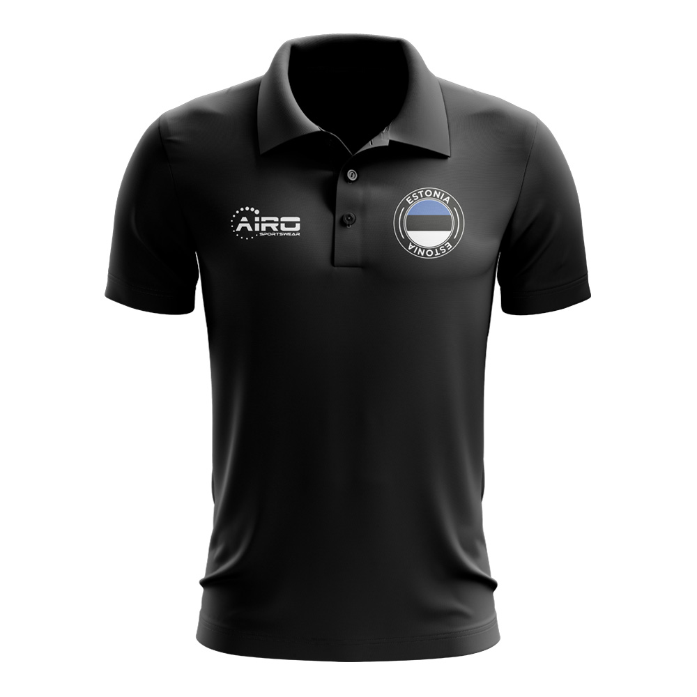 Estonia Football Polo Shirt (Black)