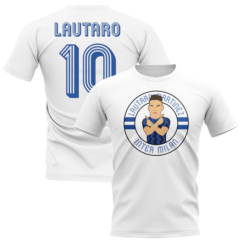 Lautaro Mart nez Inter Milan Illustration T-Shirt (White)