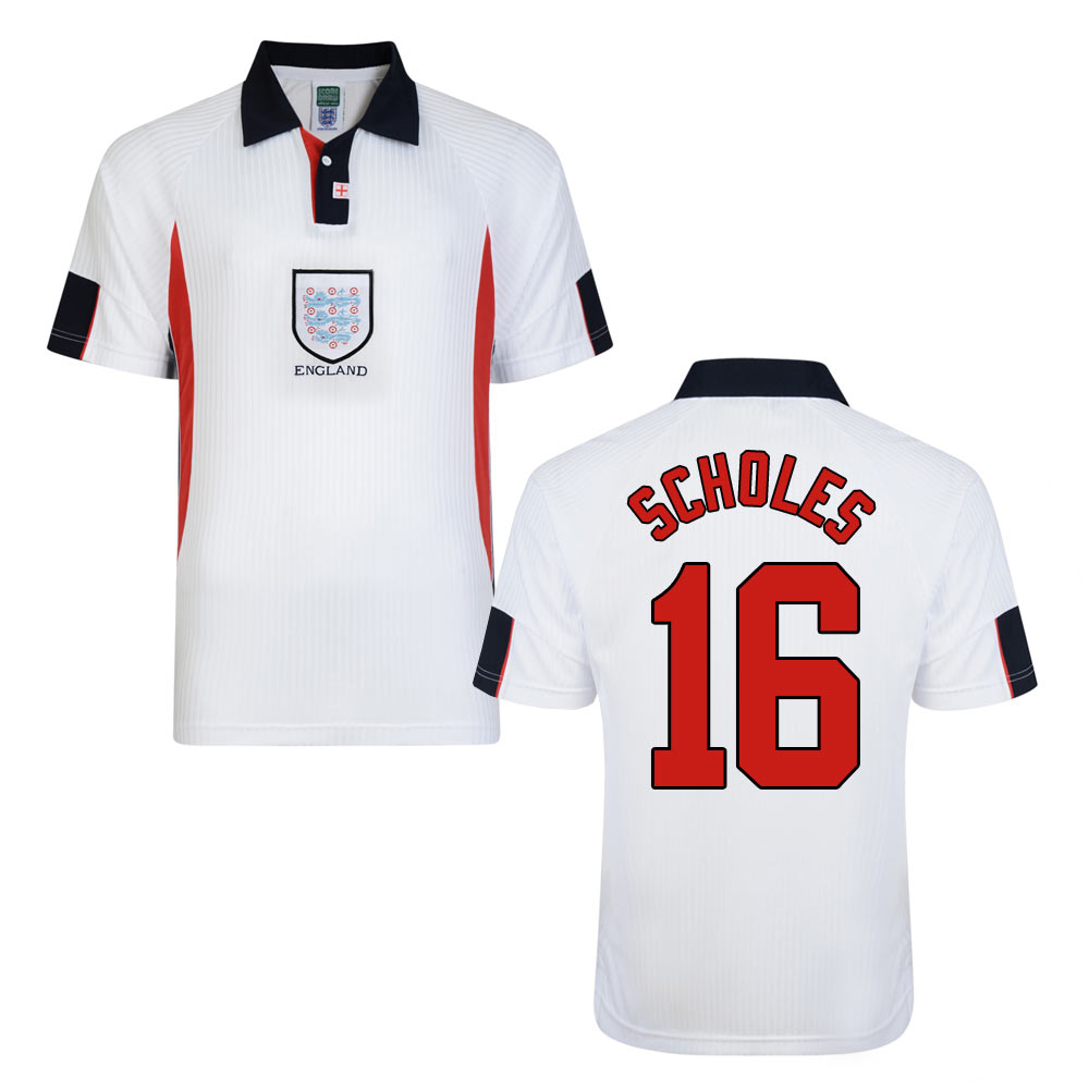 Score Draw England World Cup 1998 Home Shirt (Scholes 16)