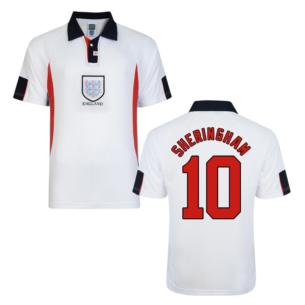 Score Draw England World Cup 1998 Home Shirt (Sheringham 10)
