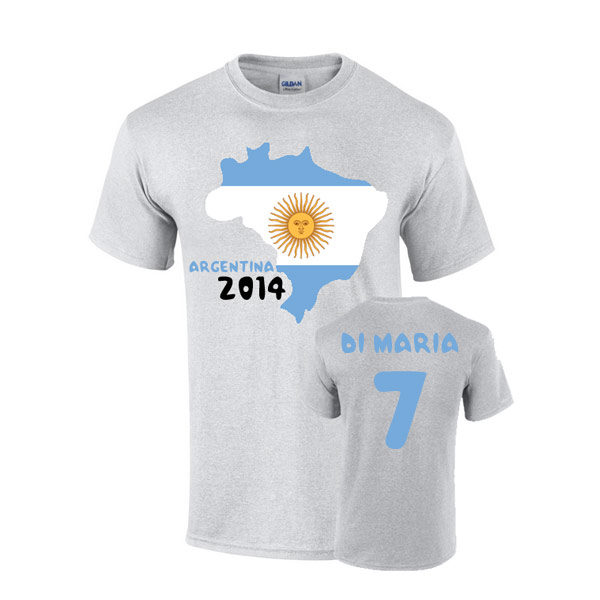 Argentina 2014 Country Flag T-shirt (di Maria 7)