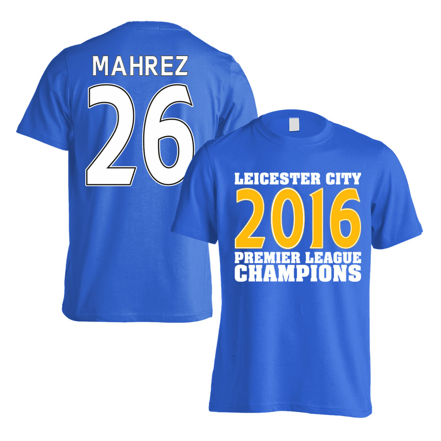 Leicester City 2016 Premier League Champions T-Shirt (Mahrez 26) Blue
