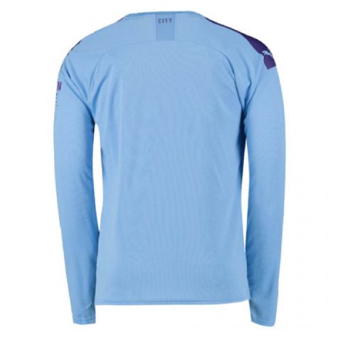 2019-2020 Manchester City Puma Home Long Sleeve Shirt (KUN AGUERO 10)