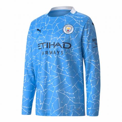2020-2021 Manchester City Puma Home Long Sleeve Shirt (Kids) (GOATER 9)