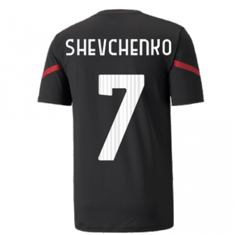 2021-2022 AC Milan Pre-Match Jersey (Black) (SHEVCHENKO 7)