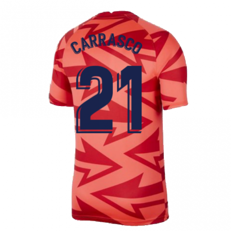 2021-2022 Atletico Madrid Pre-Match Training Shirt (Red) - Kids (CARRASCO 21)