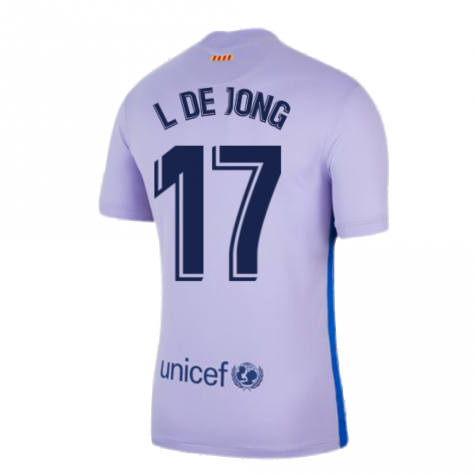 2021-2022 Barcelona Away Shirt (Kids) (L DE JONG 17)