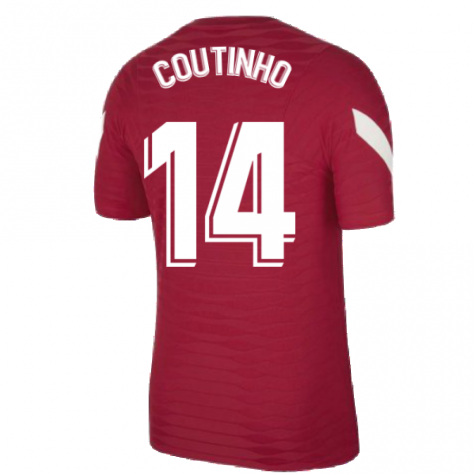 2021-2022 Barcelona Elite Training Shirt (Red) (COUTINHO 14)