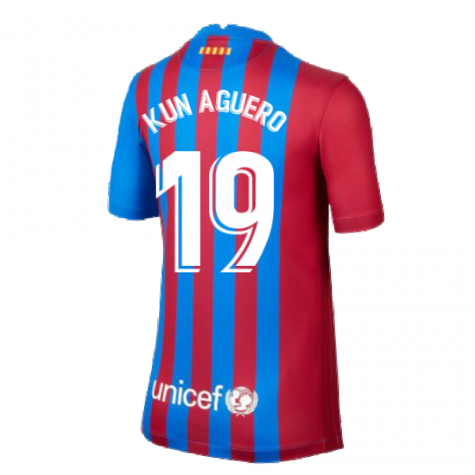 2021-2022 Barcelona Home Shirt (Kids) (KUN AGUERO 19)