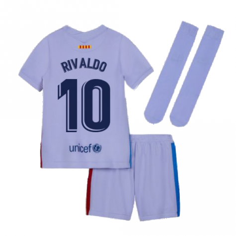 2021-2022 Barcelona Infants Away Kit (RIVALDO 10)
