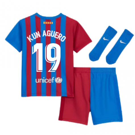 2021-2022 Barcelona Infants Home Kit (KUN AGUERO 19)