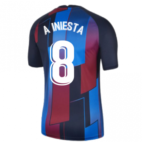 2021-2022 Barcelona Pre-Match Training Shirt (Blue) - Kids (A INIESTA 8)