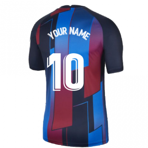 2021-2022 Barcelona Pre-Match Training Shirt (Blue) - Kids (Your Name)
