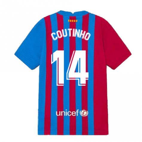 2021-2022 Barcelona Vapor Match Home Shirt (Kids) (COUTINHO 14)