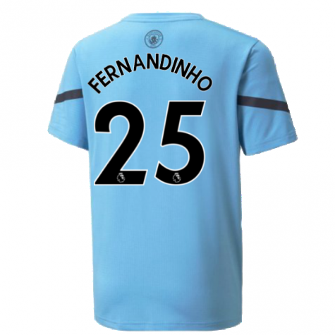 2021-2022 Man City Pre Match Jersey (Light Blue) (FERNANDINHO 25)