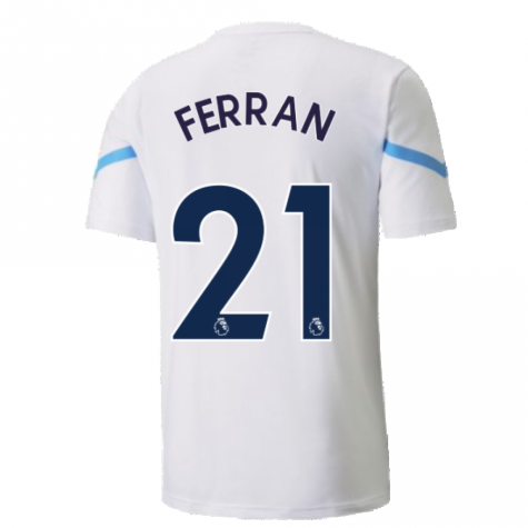 2021-2022 Man City Pre Match Jersey (White) - Kids (FERRAN 21)