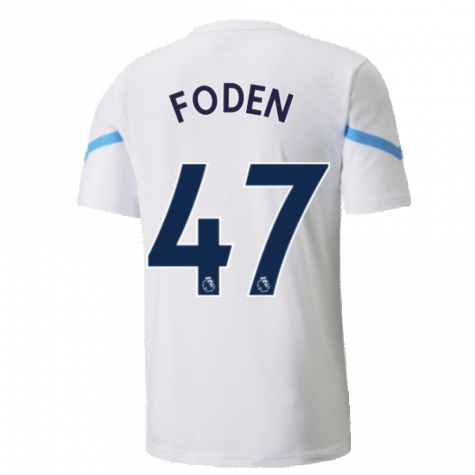 2021-2022 Man City Pre Match Jersey (White) - Kids (FODEN 47)