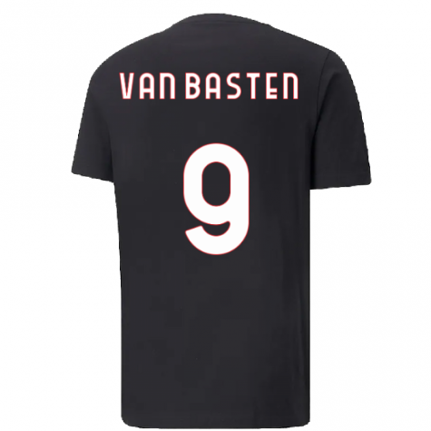 2022-2023 AC Milan FtblCore Tee (Black) (VAN BASTEN 9)