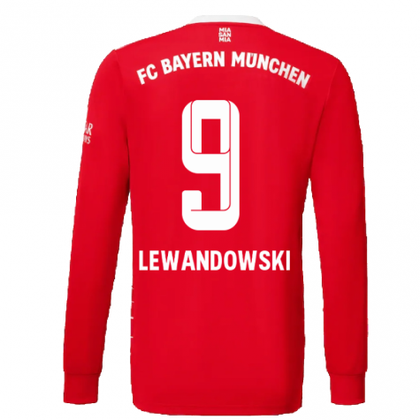 2022-2023 Bayern Munich Long Sleeve Home Shirt (LEWANDOWSKI 9)