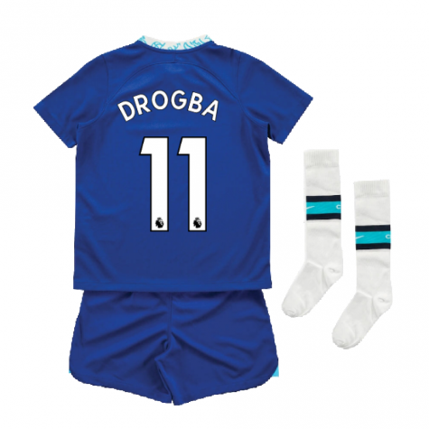 2022-2023 Chelsea Little Boys Home Mini Kit (DROGBA 11)