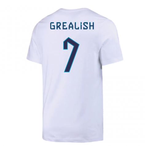 2022-2023 England Crest Tee (White) (Grealish 7)