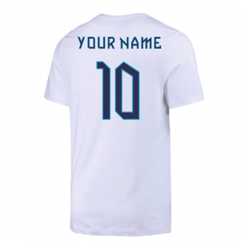 2022-2023 England Crest Tee (White) (Your Name)