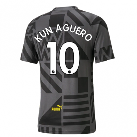 2022-2023 Man City Pre-Match Jersey (Black) (KUN AGUERO 10)
