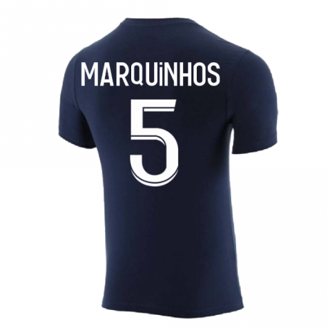 2022-2023 PSG Crest Tee (Navy) (MARQUINHOS 5)