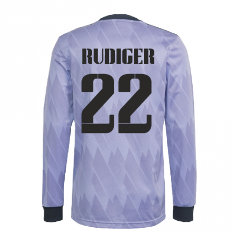 2022-2023 Real Madrid Long Sleeve Away Shirt (RUDIGER 22)