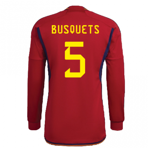 2022-2023 Spain Long Sleeve Home Shirt (BUSQUETS 5)