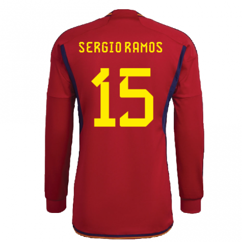 2022-2023 Spain Long Sleeve Home Shirt (SERGIO RAMOS 15)