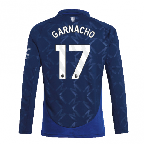 2024-2025 Man Utd Long Sleeve Away Shirt (Kids) (Garnacho 17)